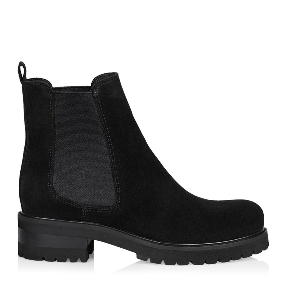 La Canadienne Connor Black Suede Waterproof Ankle Chelsea Boot Lug Sole Pull On